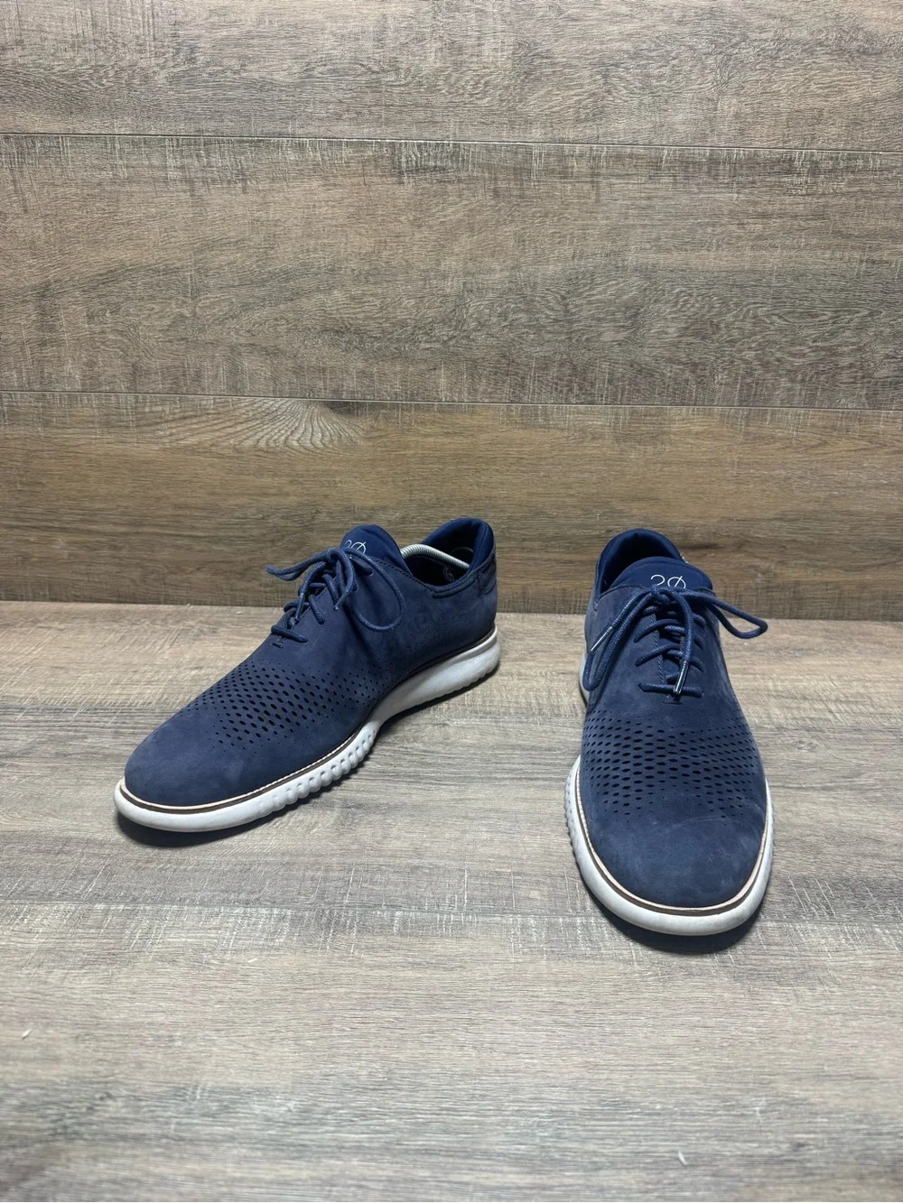 Cole Haan Navy Perforated Lace-Up Oxfords